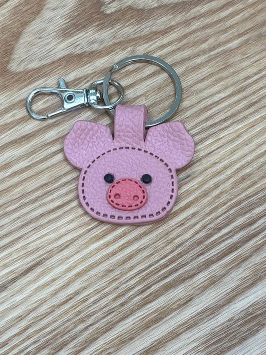 Piggy Faux Leather Keychain
