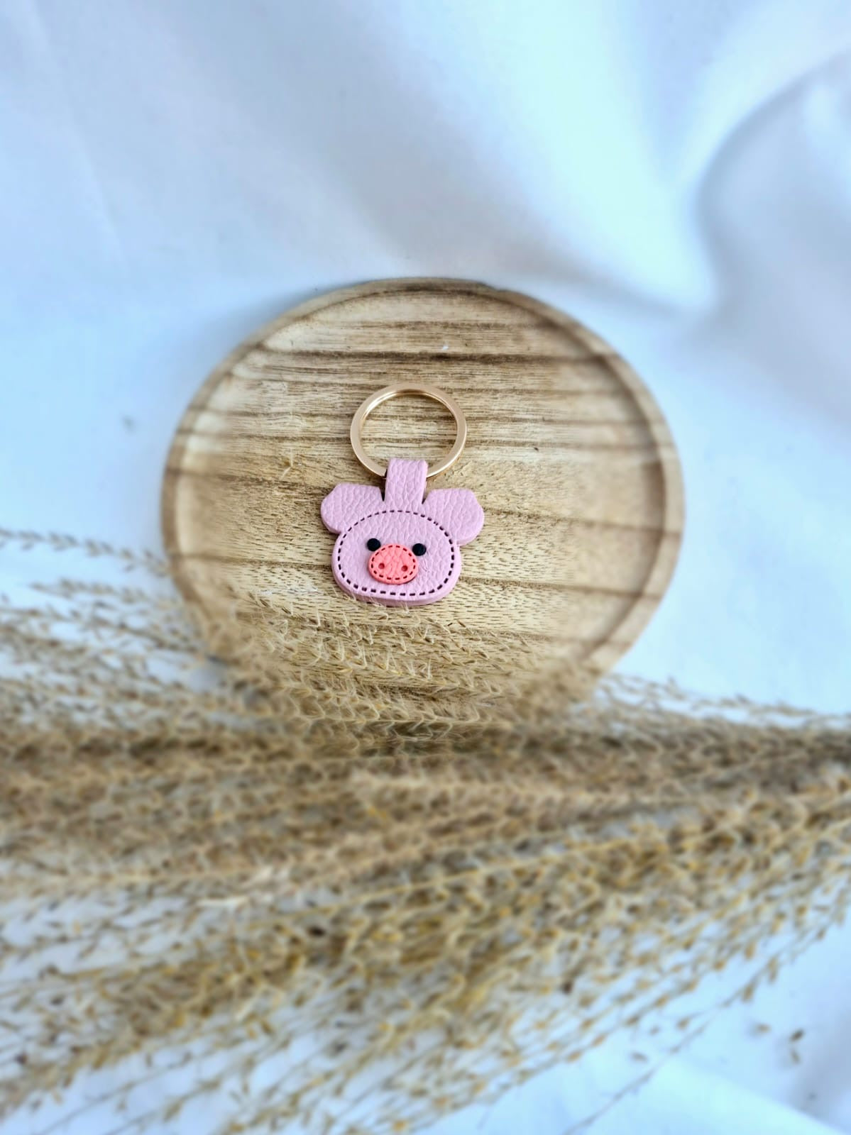 Piggy Faux Leather Keychain